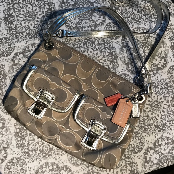 Coach Silver and Grey Cross Body Bag - Picture 1 of 4
